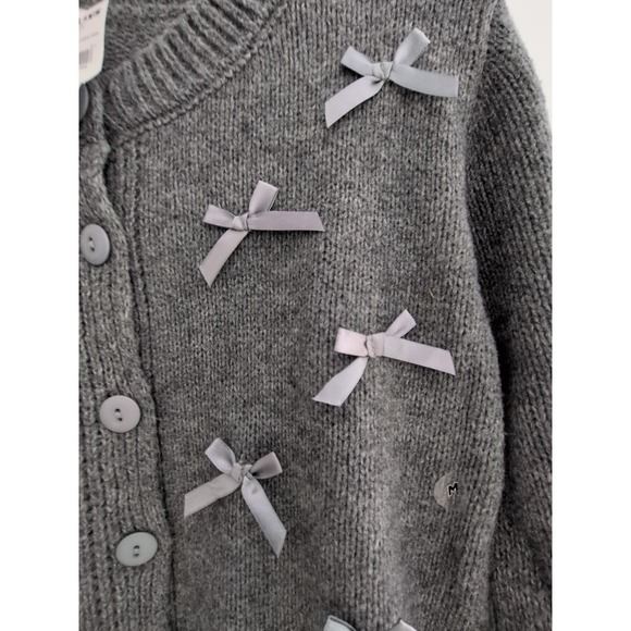 RSQ Women's Grey Cardigan Sweater with Bows Size  Medium New With Tags - Picture 3 of 8